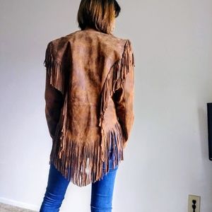 Western leather fringe jacket